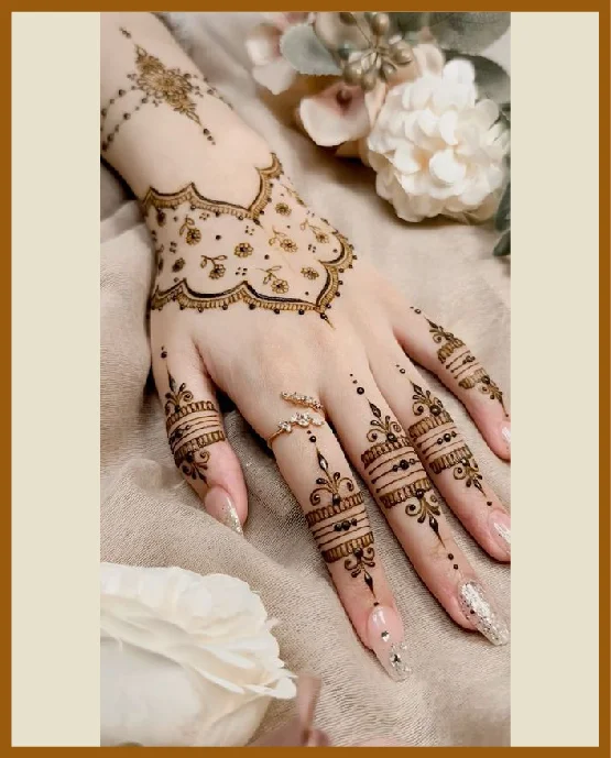Designer Aesthetic Back Hand Mehndi In Floral Trail